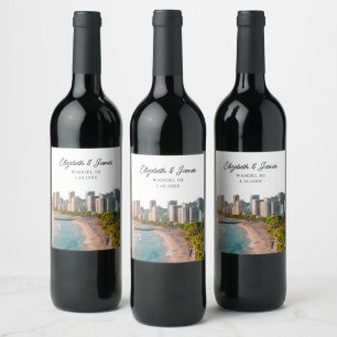 Etiqueta Para Botella De Vino Waikiki Wedding Favor Hawaii