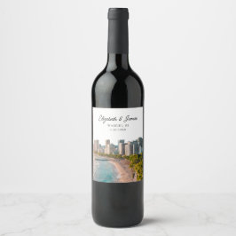 Etiqueta Para Botella De Vino Waikiki Wedding Favor Hawaii
