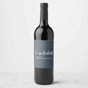 Etiqueta Para Botella De Vino Wanderlust definición color azul blanco