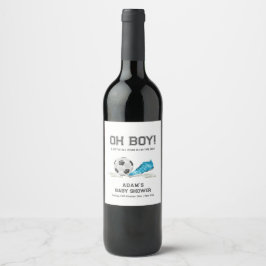 Etiqueta Para Botella De Vino Watercolor All Star Soccer Sport Boy Baby Shower