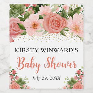 Etiqueta Para Botella De Vino Watercolor Boho Rosa Rosado Boho Baby Shower