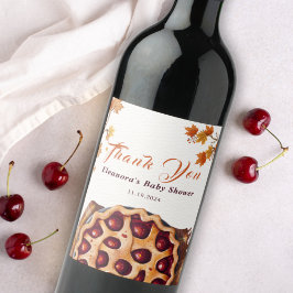 Etiqueta Para Botella De Vino Watercolor Cherry Pie Baby Shower Gracias