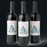 Etiqueta Para Botella De Vino Watercolor Christmas tree wonderland<br><div class="desc">Para una personalización más avanzada de este diseño,  simplemente seleccione el botón "Personalizar It" de arriba.</div>