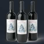 Etiqueta Para Botella De Vino Watercolor Christmas tree wonderland<br><div class="desc">Para una personalización más avanzada de este diseño,  simplemente seleccione el botón "Personalizar It" de arriba.</div>