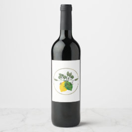 Etiqueta Para Botella De Vino Watercolor Lemon Lime Limoncello Faux Gold Boda