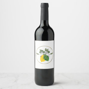 Etiqueta Para Botella De Vino Watercolor Lemon Lime Limoncello Faux Gold Boda