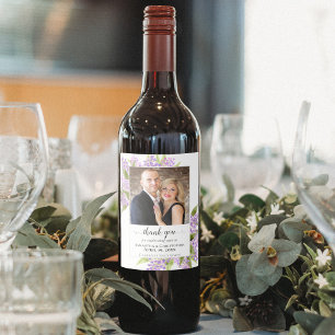 Etiqueta Para Botella De Vino Watercolor Lilacs Wedding Thank You & Photo