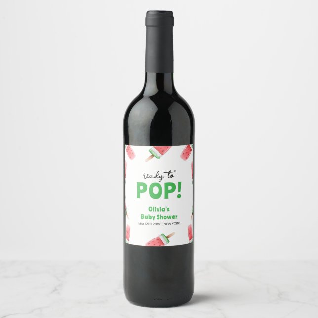 Etiqueta Para Botella De Vino Watermelon Ice Cream Popcicle Baby Shower (Anverso)