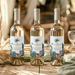 Etiqueta Para Botella De Vino Western Blue Little Cowboy Rodeo Boy Baby Shower