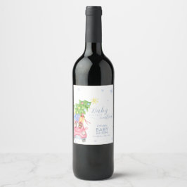 Etiqueta Para Botella De Vino Whimsical Cold Outside Reindeer Bear Baby Shower