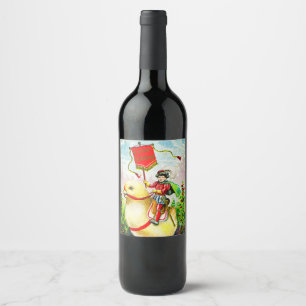 Etiqueta Para Botella De Vino Whimsical Easter Greetings: Sobre el polluelo giga