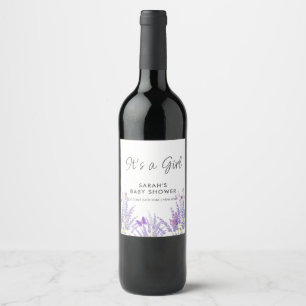 Etiqueta Para Botella De Vino Whimsical Meadow Lavender Butfly Baby Shower