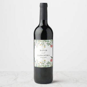 Etiqueta Para Botella De Vino Whimsical Secret Garden Wildflowers