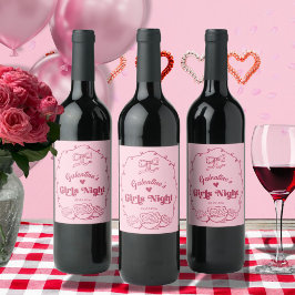 Etiqueta Para Botella De Vino Whimsical Trendy Galentine's Girls Night Party