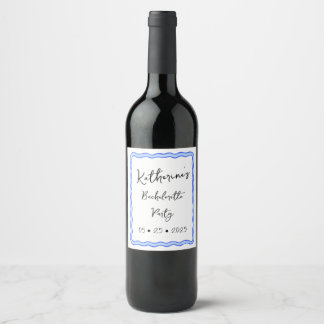 Etiqueta Para Botella De Vino Whimsical Wavy Retro Groovy Bachelorette