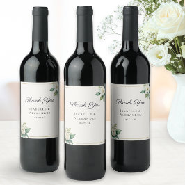 Etiqueta Para Botella De Vino White Floral Botanical Greenery Elegant Wedding