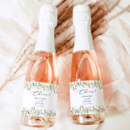 Etiqueta Para Botella De Vino Wildflower elegant Classic Cheers Wedding