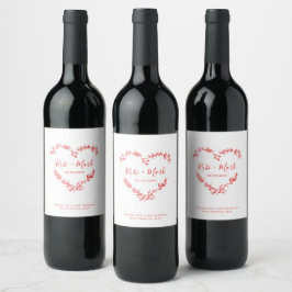 Etiqueta Para Botella De Vino Wildflowers Heart in Red for Wedding