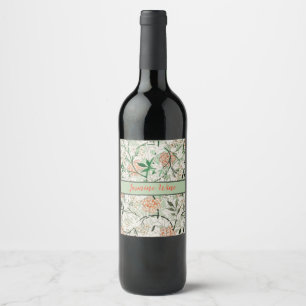 Etiqueta Para Botella De Vino William Morris Jasmine Garden Flower Classic