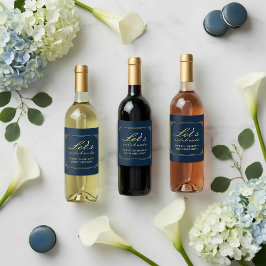 Etiqueta Para Botella De Vino Wine Label Chic Luxury Navy Gold 80th Birthday