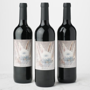 Etiqueta Para Botella De Vino Winter Boho Floral Boda   Beige