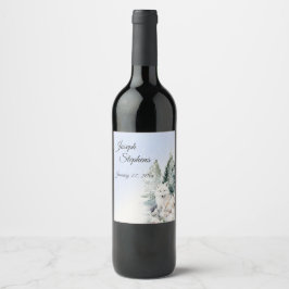 Etiqueta Para Botella De Vino Winter Forest Watercolo Beverage Label Set