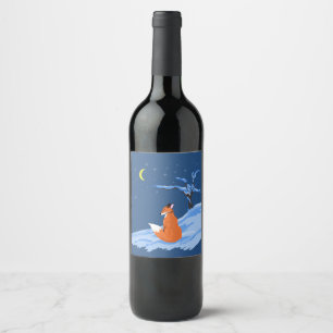 Etiqueta Para Botella De Vino Winter Night Fox