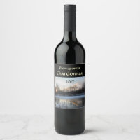 Winter Sunrise Pond White Wine Label