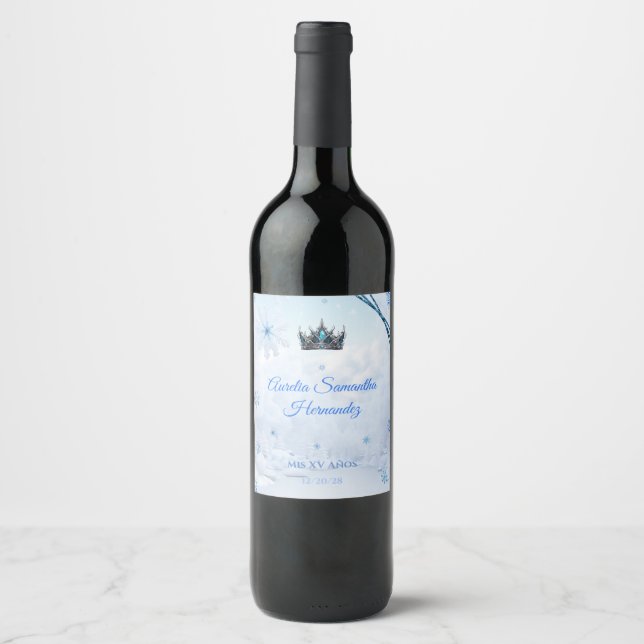 Etiqueta Para Botella De Vino Winter Wonderland Wine Bottle Labs (Anverso)