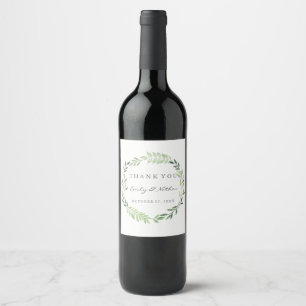 Etiqueta Para Botella De Vino Wreath Green Leaf Wreath Gracias Etiqueta De Vino