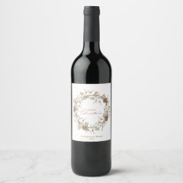 Etiqueta Para Botella De Vino Wreath, Navidades minimalistas
