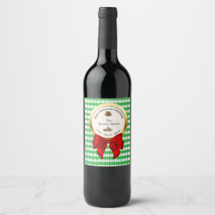 Etiqueta Para Botella De Vino XMAS GIFT BAG green & red numbers editable