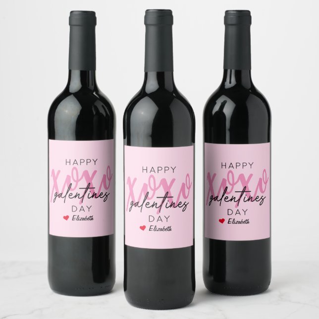 Etiqueta Para Botella De Vino XOXO Feliz Día de Galentine (Botellas)