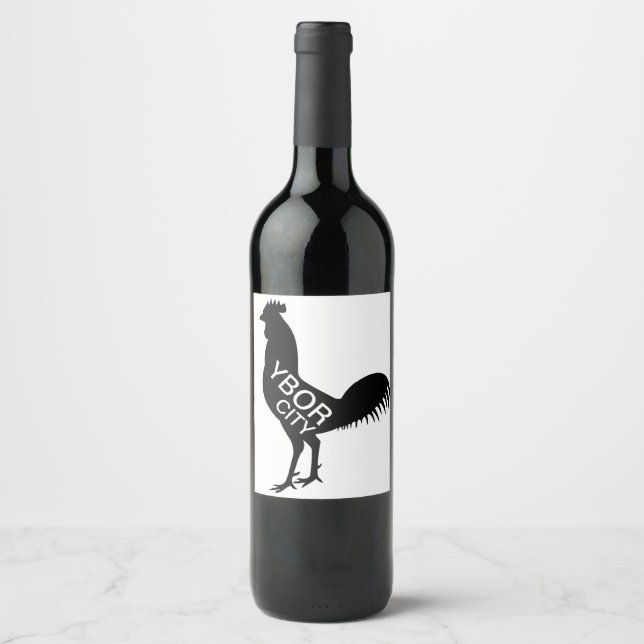 Etiqueta Para Botella De Vino Ybor City Rooster (Anverso)