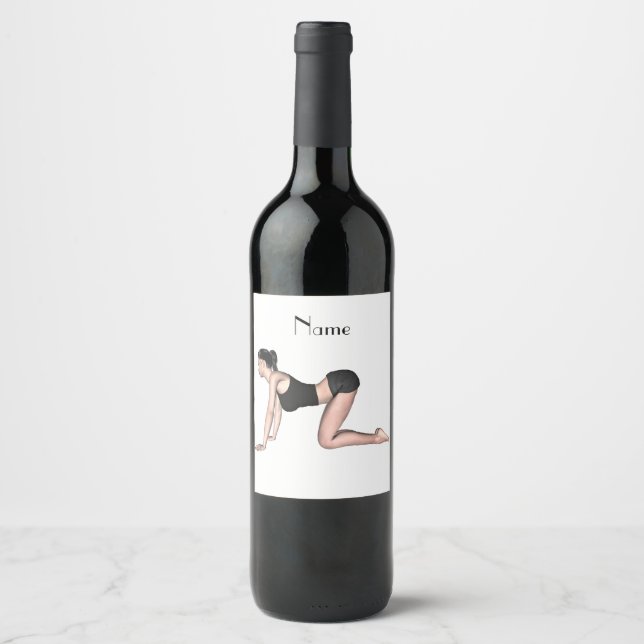 Etiqueta Para Botella De Vino Yoga Poses Thunder_Cove (Anverso)
