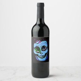 Etiqueta Para Botella De Vino Zombie azul