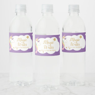 Etiqueta para botellas de agua cumpleaños unicorni