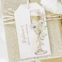 Etiqueta para Bridal Shower de Pétalas y Prosecco