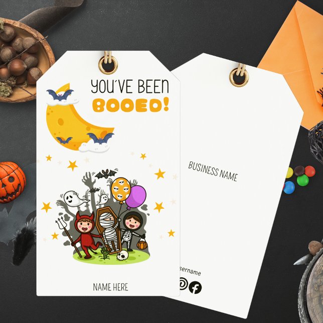 Etiqueta para Canasta de Golosinas de Halloween "T (Youve Been Booed Halloween Treat Basket Tag)