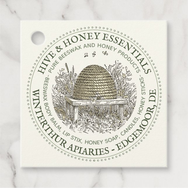 Etiqueta para cestas de regalo de miel y colmena d (Anverso)