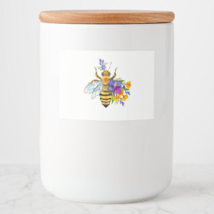 Etiqueta Para Comida Abeja de flor con plantas silvestres
