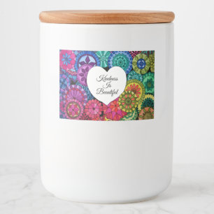 Etiqueta Para Comida Acuarela Arcoiris Mandala con corazón