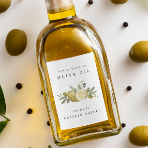 Etiqueta Para Comida Acuarela personalizado Citrus Aceite de oliva de l