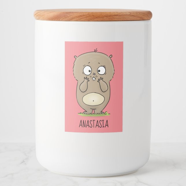 Etiqueta Para Comida Afortunadamente adorable personalizado de hámster  (Anverso)