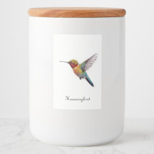 Etiqueta Para Comida Alas de Arcoíris: Arte Vibrante de Colibrí, person