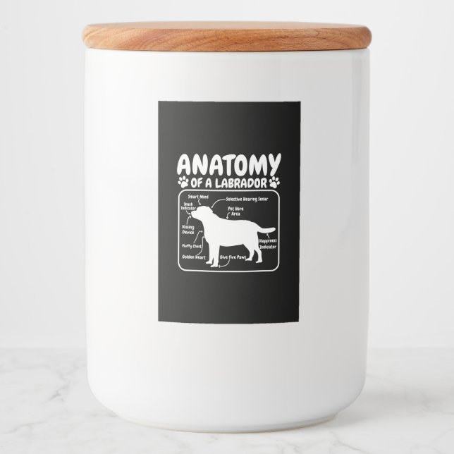 Etiqueta Para Comida Anatomía de perro de Labrador (Anverso)