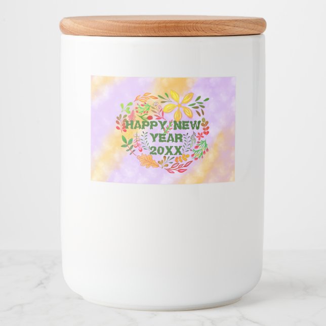 ETIQUETA PARA COMIDA AÑO NUEVO FELIZ PERSONALIZADO 20XX (Anverso)