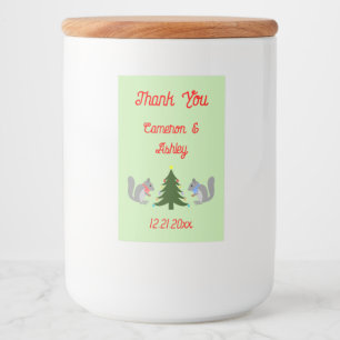 Etiqueta Para Comida Árbol de Navidad decorando ardillas boda personali