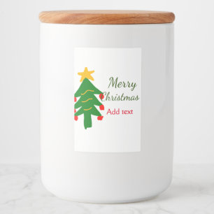 Etiqueta Para Comida Árbol de Navidad verde rojo Feliz Navidad añadir n