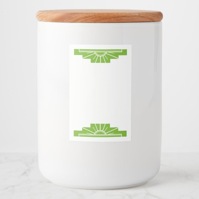Etiqueta Para Comida Art deco sun element in lime green (Anverso)